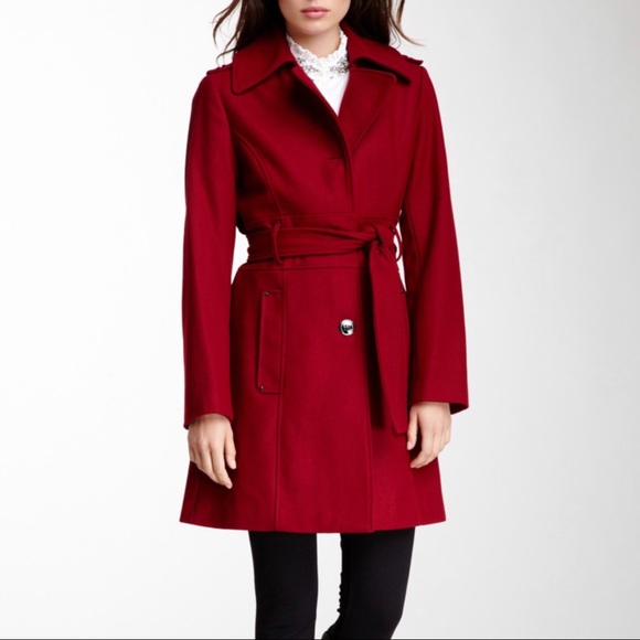Kenneth Cole Jackets & Blazers - KENNETH COLE Red Garnet wool trench size 2 NWOT